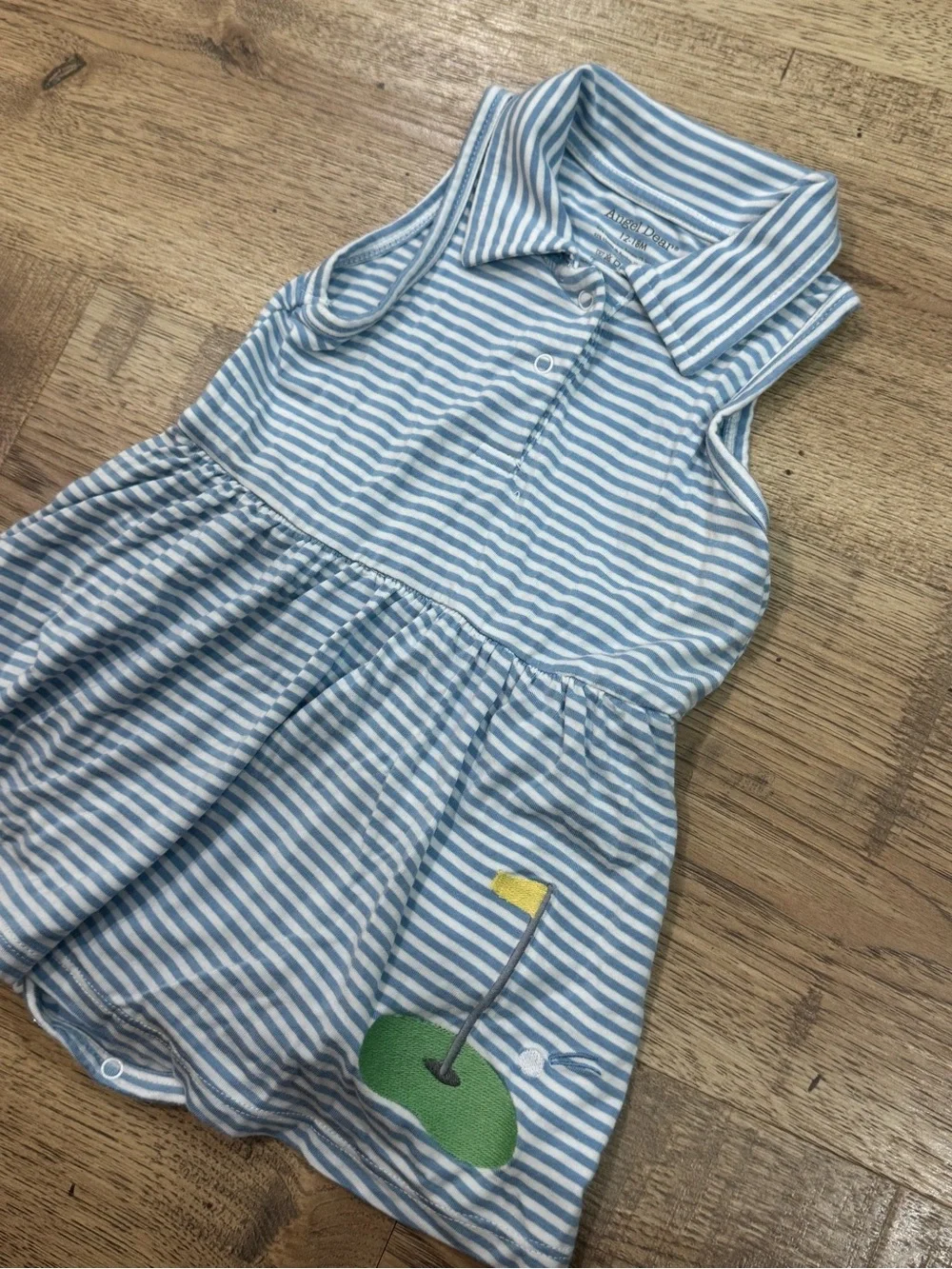 Angel Dear Light Blue and White Striped Polo One-Piece